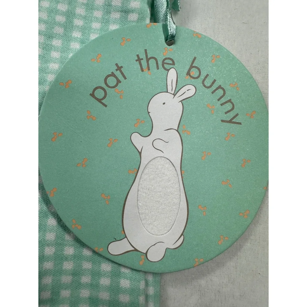 NWT‎ Vintage Y2K Pat the Bunny Romper 18M Green Gingham Bunny Carrot One Piece
